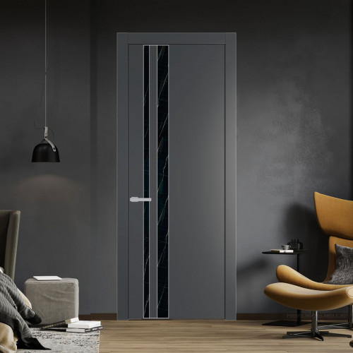 Межкомнатная дверь ProfilDoors 20 PW Графит Неро мрамор молдинг Серебро