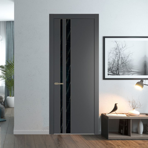 Межкомнатная дверь ProfilDoors 20 PW Графит Неро мрамор молдинг Шампань