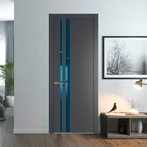 Межкомнатная дверь ProfilDoors 20 PW Графит Зеркало Blue молдинг Шампань