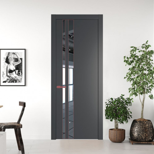 Межкомнатная дверь ProfilDoors 20 PW Графит Зеркало молдинг Красный антрацит