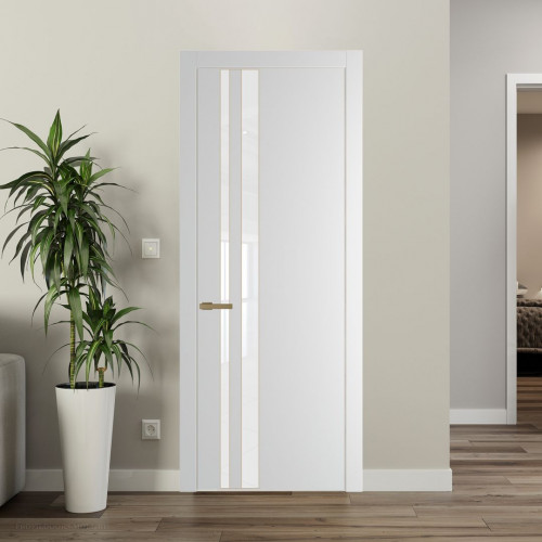 Межкомнатная дверь ProfilDoors 20 PW Крем Вайт Лак классик молдинг Золото