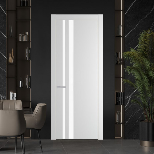 Межкомнатная дверь ProfilDoors 20 PW Крем Вайт Монохром белый просветленный молдинг Серебро