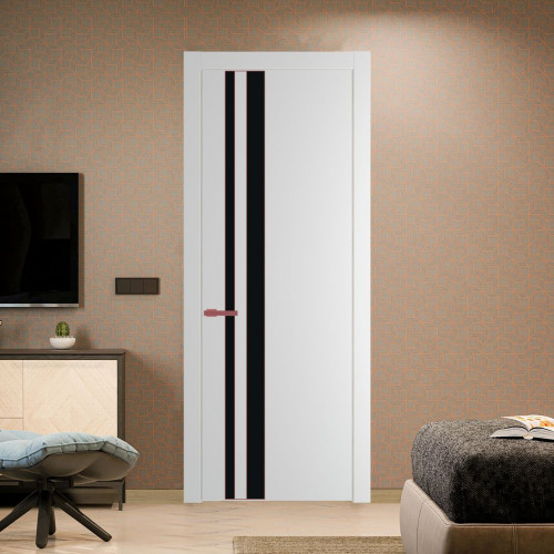 Межкомнатная дверь ProfilDoors 20 PW Крем Вайт Монохром черный молдинг Красный антрацит