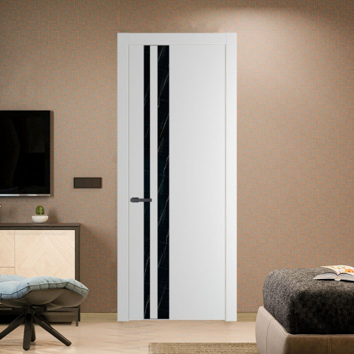 Межкомнатная дверь ProfilDoors 20 PW Крем Вайт Неро мрамор молдинг Серая ночь
