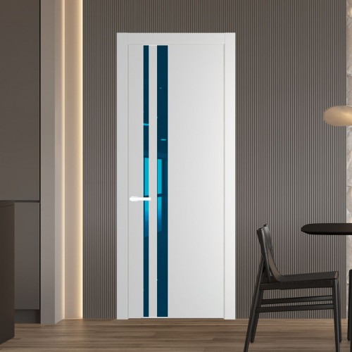 Межкомнатная дверь ProfilDoors 20 PW Крем Вайт Зеркало Blue молдинг Вайт