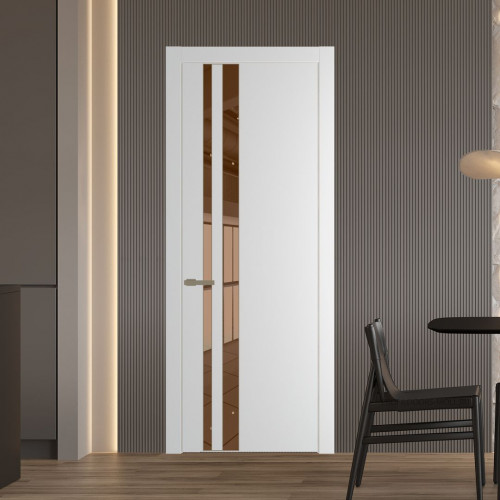 Межкомнатная дверь ProfilDoors 20 PW Крем Вайт Зеркало Bronza молдинг Шампань