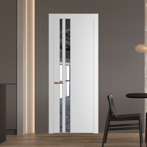 Межкомнатная дверь ProfilDoors 20 PW Крем Вайт Зеркало молдинг Красный антрацит