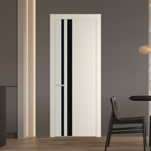 Межкомнатная дверь ProfilDoors 20 PW Кремовая Магнолия Монохром черный молдинг Зеленый воск