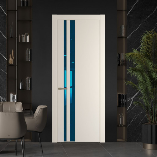 Межкомнатная дверь ProfilDoors 20 PW Кремовая Магнолия Зеркало Blue молдинг Шампань
