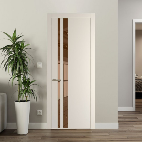 Межкомнатная дверь ProfilDoors 20 PW Кремовая Магнолия Зеркало Bronza молдинг Шампань