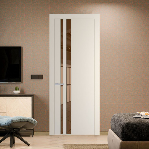 Межкомнатная дверь ProfilDoors 20 PW Кремовая Магнолия Зеркало Bronza молдинг Зеленый воск