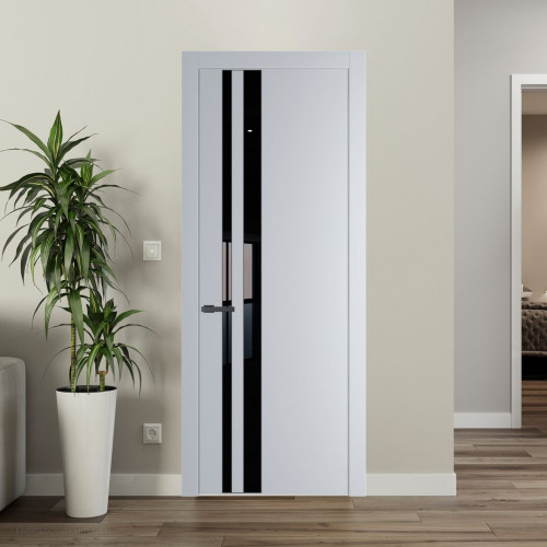 Межкомнатная дверь ProfilDoors 20 PW Лайт Грей Lacobel Черный лак молдинг Серая ночь