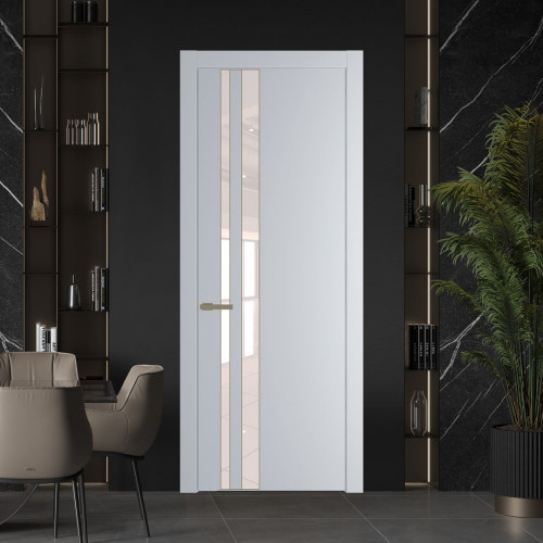 Межкомнатная дверь ProfilDoors 20 PW Лайт Грей Lacobel Перламутровый лак молдинг Шампань