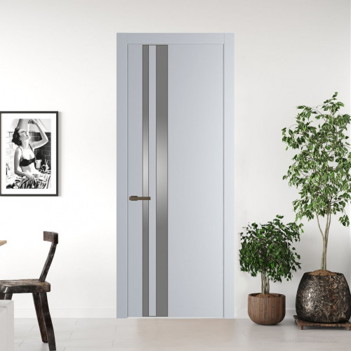 Межкомнатная дверь ProfilDoors 20 PW Лайт Грей Lacobel Серебряный лак молдинг Деорэ