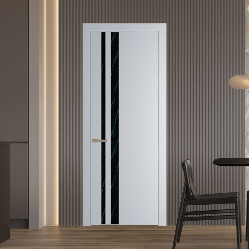 Межкомнатная дверь ProfilDoors 20 PW Лайт Грей Неро мрамор молдинг Никель матовый