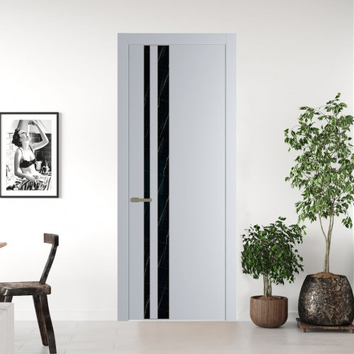 Межкомнатная дверь ProfilDoors 20 PW Лайт Грей Неро мрамор молдинг Шампань