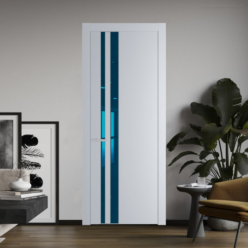 Межкомнатная дверь ProfilDoors 20 PW Лайт Грей Зеркало Blue молдинг Зеленый воск