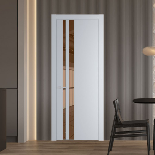 Межкомнатная дверь ProfilDoors 20 PW Лайт Грей Зеркало Bronza молдинг Зеленый воск