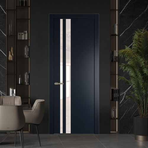 Межкомнатная дверь ProfilDoors 20 PW Нэви Блу Lacobel Перламутровый лак молдинг Шампань