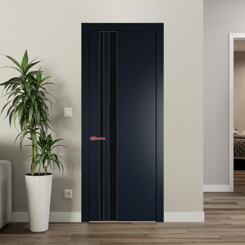 Межкомнатная дверь ProfilDoors 20 PW Нэви Блу Монохром черный молдинг Красный антрацит