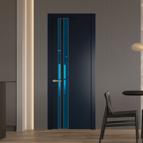 Межкомнатная дверь ProfilDoors 20 PW Нэви Блу Зеркало Blue молдинг Никель матовый