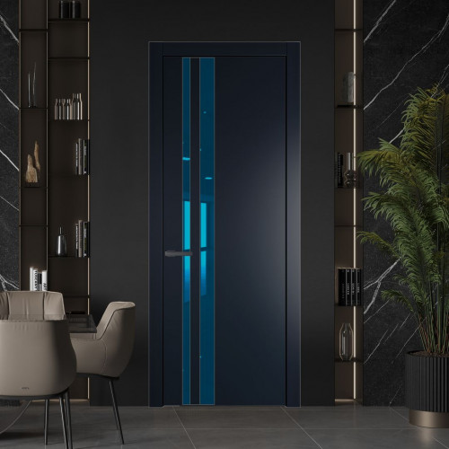 Межкомнатная дверь ProfilDoors 20 PW Нэви Блу Зеркало Blue молдинг Серая ночь