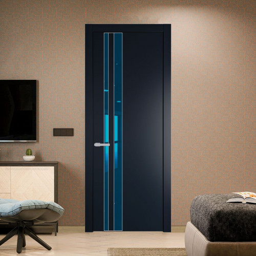 Межкомнатная дверь ProfilDoors 20 PW Нэви Блу Зеркало Blue молдинг Серебро