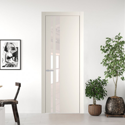 Межкомнатная дверь ProfilDoors 20 PW Перламутр белый Lacobel Перламутровый лак молдинг Серебро