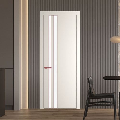 Межкомнатная дверь ProfilDoors 20 PW Перламутр белый Монохром белый просветленный молдинг Красный антрацит