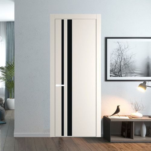 Межкомнатная дверь ProfilDoors 20 PW Перламутр белый Монохром черный молдинг Вайт