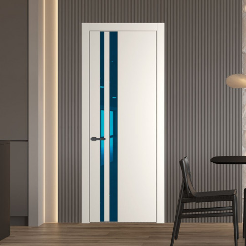 Межкомнатная дверь ProfilDoors 20 PW Перламутр белый Зеркало Blue молдинг Серая ночь