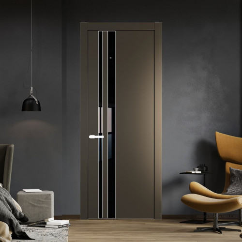 Межкомнатная дверь ProfilDoors 20 PW Перламутр бронза Lacobel Черный лак молдинг Вайт