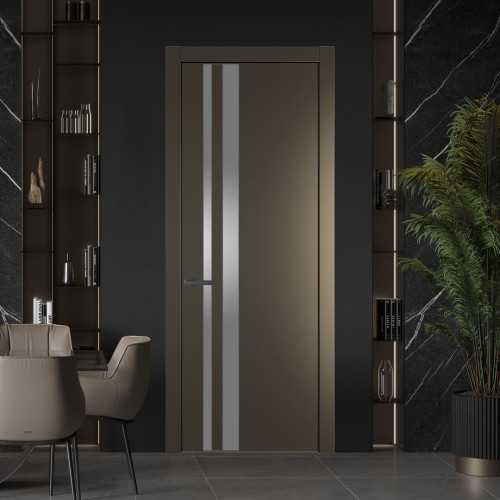 Межкомнатная дверь ProfilDoors 20 PW Перламутр бронза Lacobel Серебряный лак молдинг Серая ночь