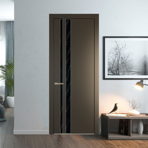 Межкомнатная дверь ProfilDoors 20 PW Перламутр бронза Неро мрамор молдинг Никель матовый