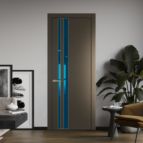 Межкомнатная дверь ProfilDoors 20 PW Перламутр бронза Зеркало Blue молдинг Никель матовый