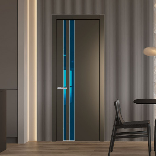 Межкомнатная дверь ProfilDoors 20 PW Перламутр бронза Зеркало Blue молдинг Серебро