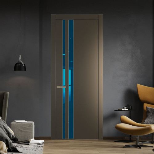 Межкомнатная дверь ProfilDoors 20 PW Перламутр бронза Зеркало Blue молдинг Шампань