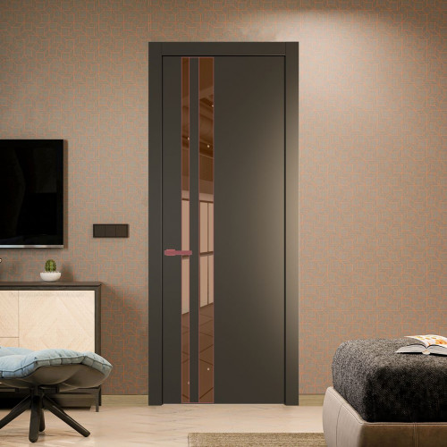 Межкомнатная дверь ProfilDoors 20 PW Перламутр бронза Зеркало Bronza молдинг Красный антрацит