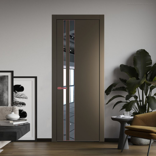 Межкомнатная дверь ProfilDoors 20 PW Перламутр бронза Зеркало молдинг Красный антрацит