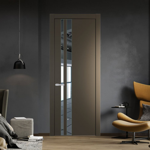 Межкомнатная дверь ProfilDoors 20 PW Перламутр бронза Зеркало молдинг Зеленый воск