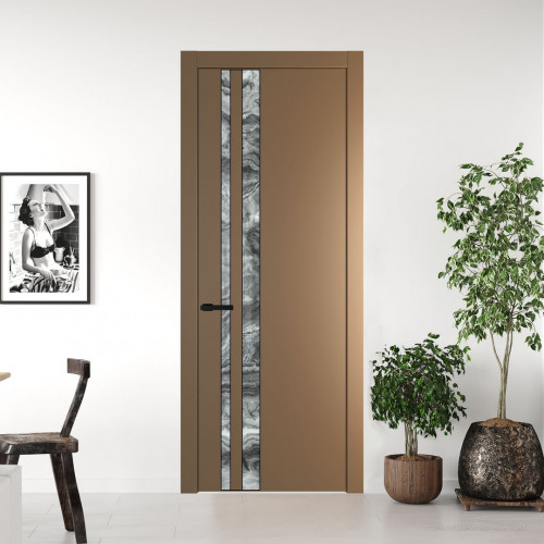 Межкомнатная дверь ProfilDoors 20 PW Перламутр золото Атриум серебро молдинг Черный матовый