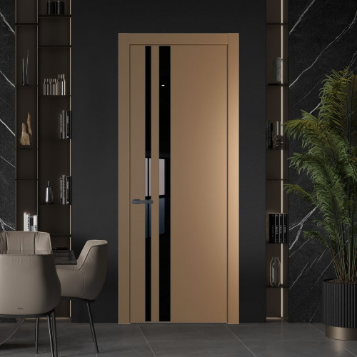 Межкомнатная дверь ProfilDoors 20 PW Перламутр золото Lacobel Черный лак молдинг Серая ночь