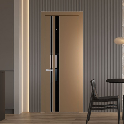 Межкомнатная дверь ProfilDoors 20 PW Перламутр золото Lacobel Черный лак молдинг Серебро