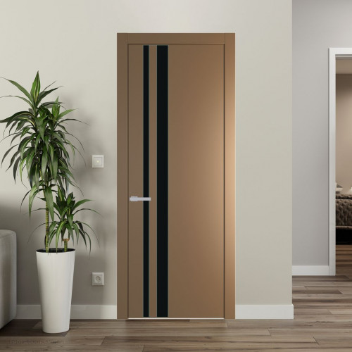 Межкомнатная дверь ProfilDoors 20 PW Перламутр золото Монохром черный молдинг Зеленый воск