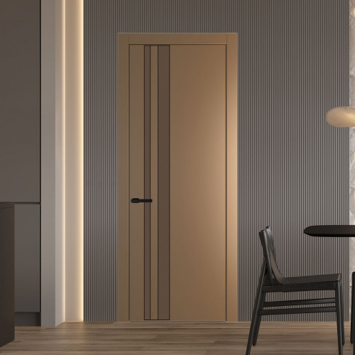 Межкомнатная дверь ProfilDoors 20 PW Перламутр золото Монохром гляссе молдинг Черный матовый