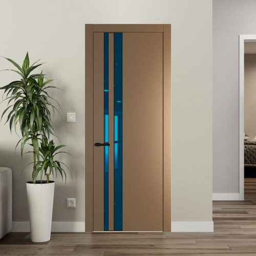 Межкомнатная дверь ProfilDoors 20 PW Перламутр золото Зеркало Blue молдинг Черный матовый