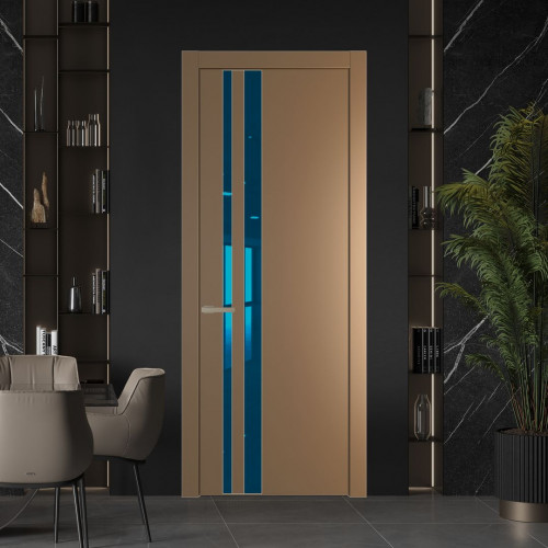 Межкомнатная дверь ProfilDoors 20 PW Перламутр золото Зеркало Blue молдинг Никель матовый