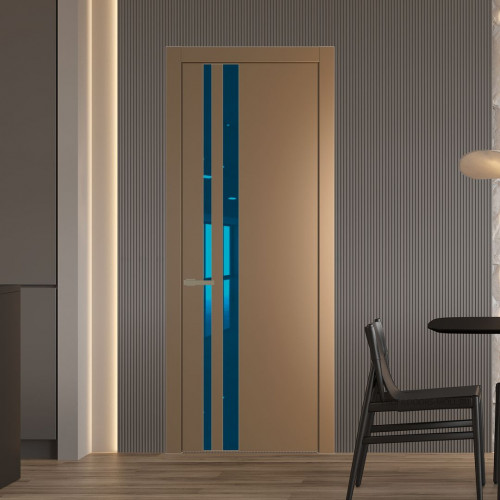 Межкомнатная дверь ProfilDoors 20 PW Перламутр золото Зеркало Blue молдинг Шампань
