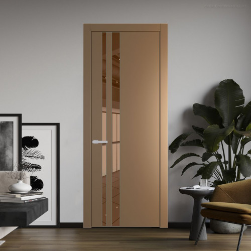 Межкомнатная дверь ProfilDoors 20 PW Перламутр золото Зеркало Bronza молдинг Зеленый воск