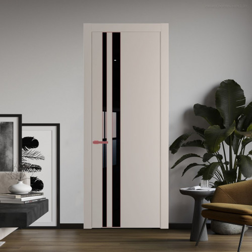 Межкомнатная дверь ProfilDoors 20 PW Сэнд Lacobel Черный лак молдинг Красный антрацит